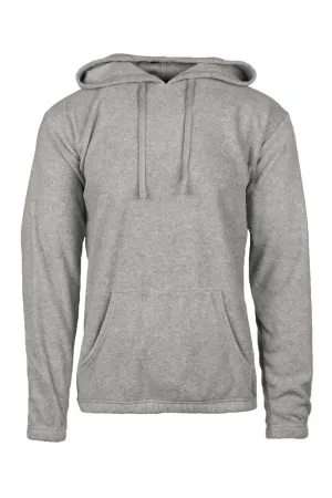 Burnside Mens Polar Fleece Pill Resistant Hooded Sweatshirt Hoodie w/ Pouch Pocket - Heather Grey