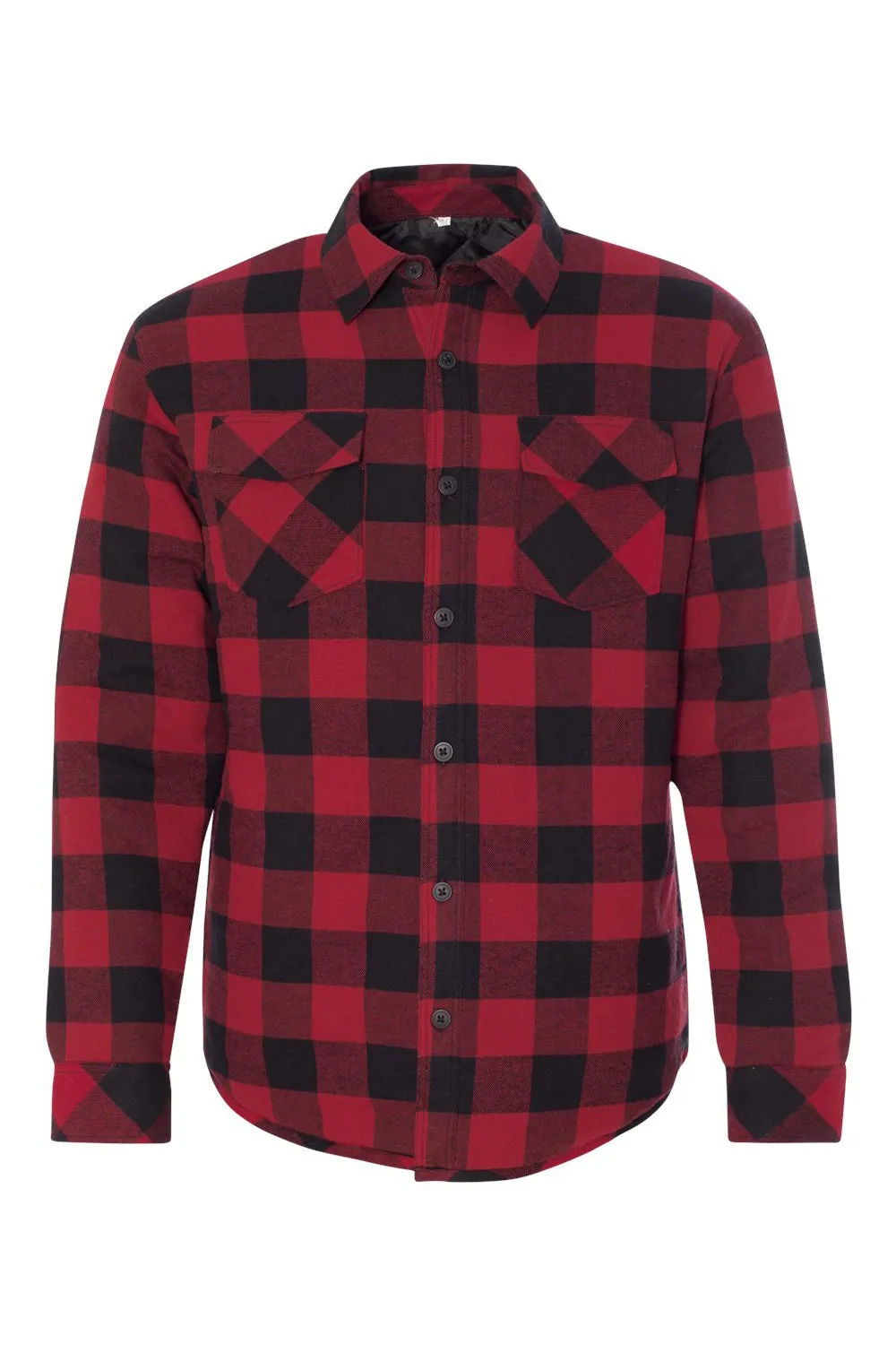 Burnside Mens Quilted Flannel Button Down Shirt Jacket - Red/Black Buffalo