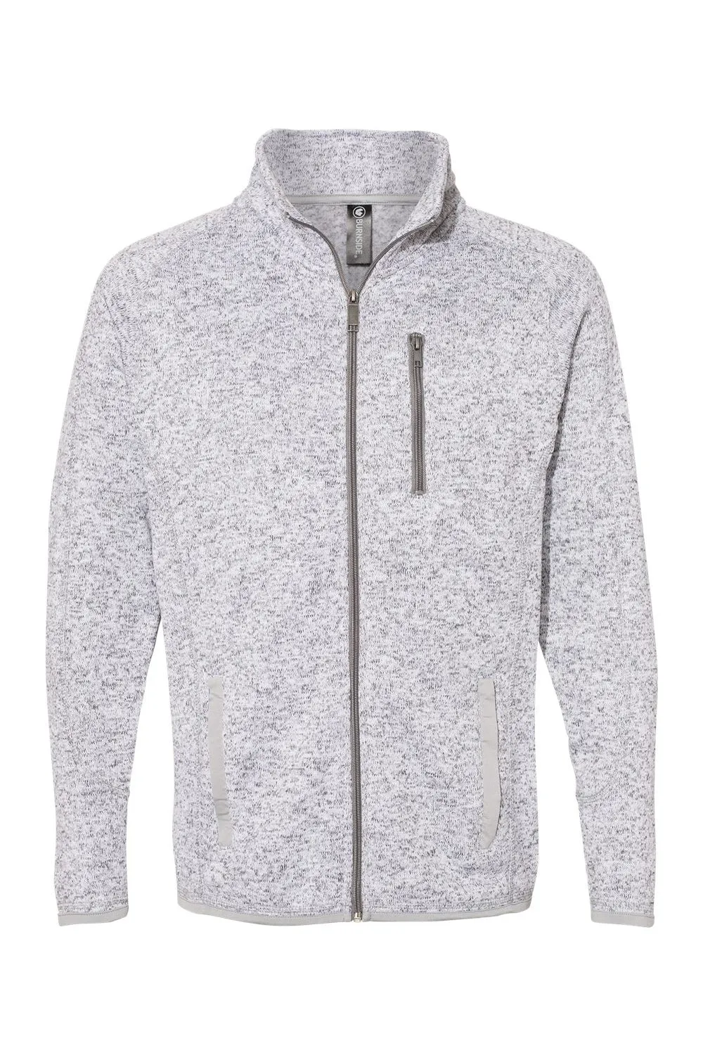 Burnside Mens Sweater Knit Full Zip Jacket - Heather Grey