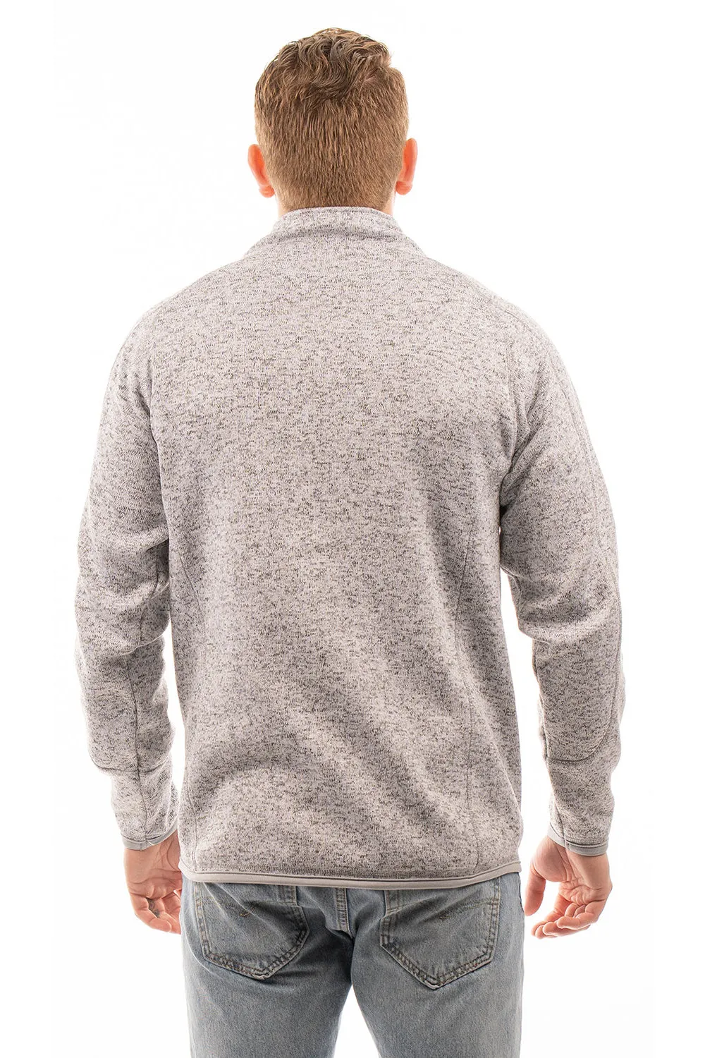Burnside Mens Sweater Knit Full Zip Jacket - Heather Grey