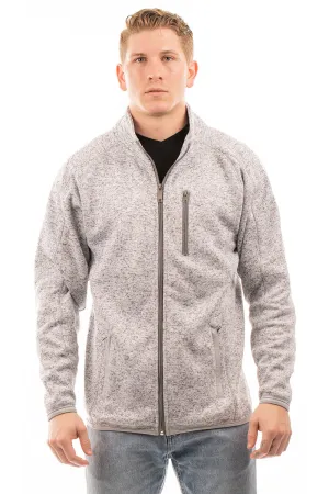 Burnside Mens Sweater Knit Full Zip Jacket - Heather Grey