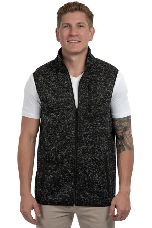 Burnside Mens Sweater Knit Full Zip Vest - Heather Black
