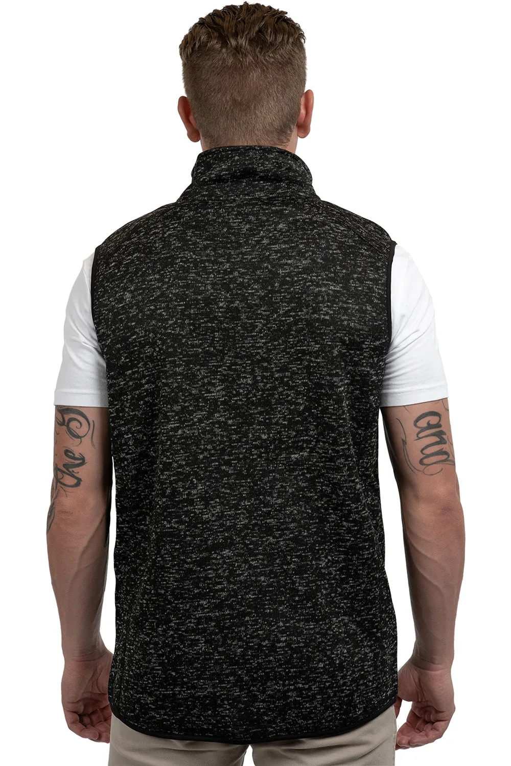 Burnside Mens Sweater Knit Full Zip Vest - Heather Black