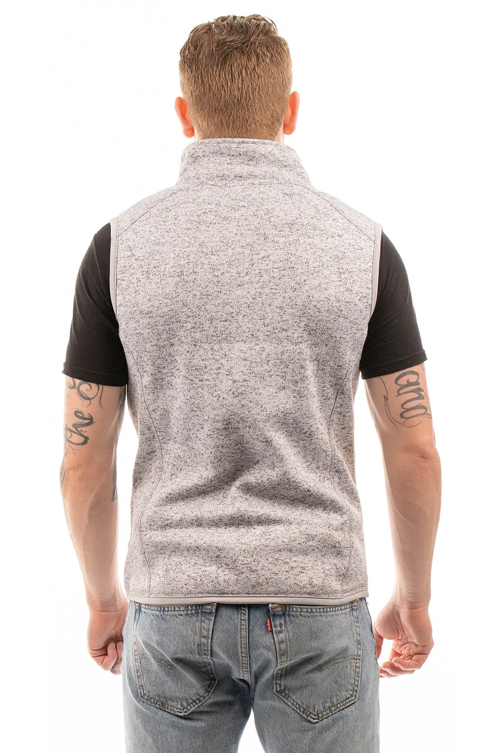 Burnside Mens Sweater Knit Full Zip Vest - Heather Grey