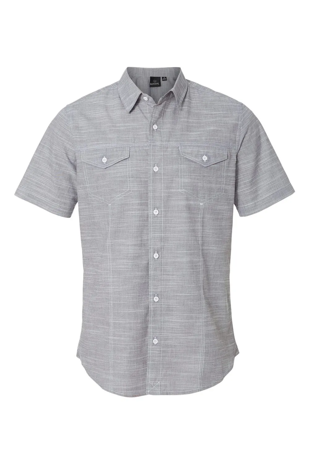 Burnside Mens Textured Short Sleeve Button Down Shirt w/ Double Pockets - Black