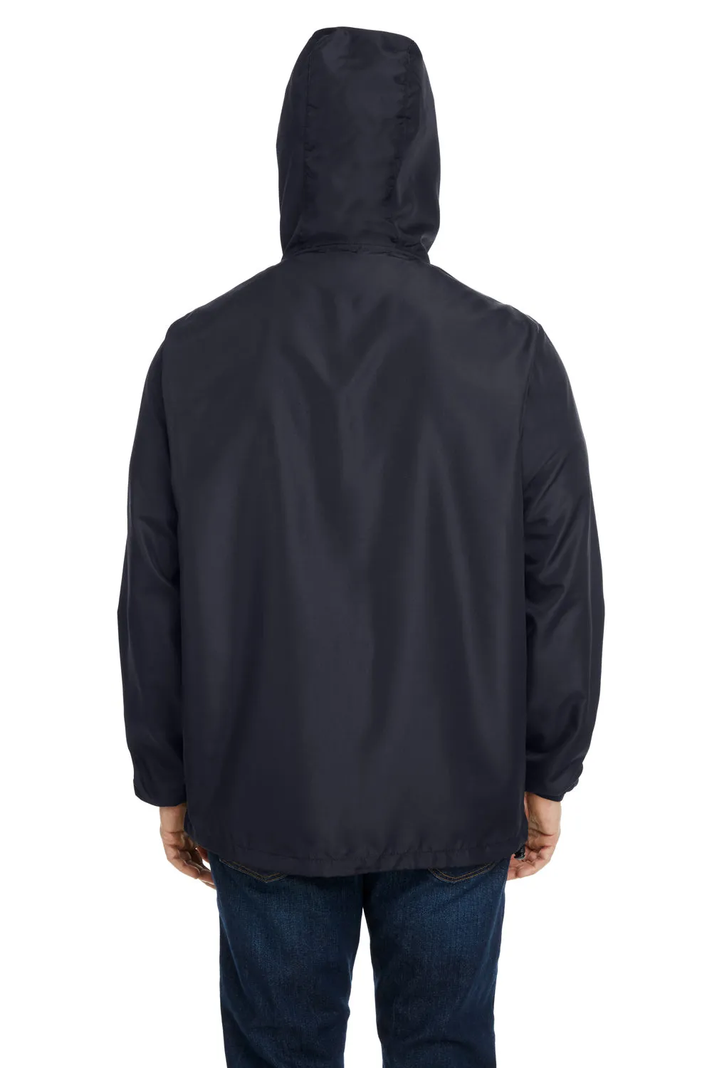 Burnside Mens Water Resistant Full Zip Hooded Windbreaker Jacket - Black