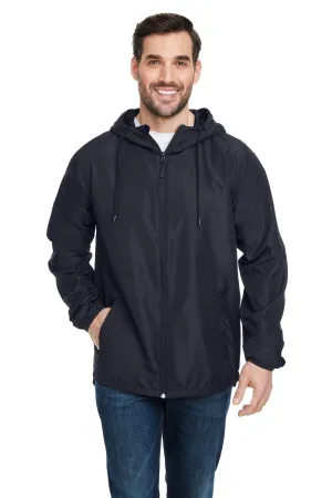 Burnside Mens Water Resistant Full Zip Hooded Windbreaker Jacket - Black