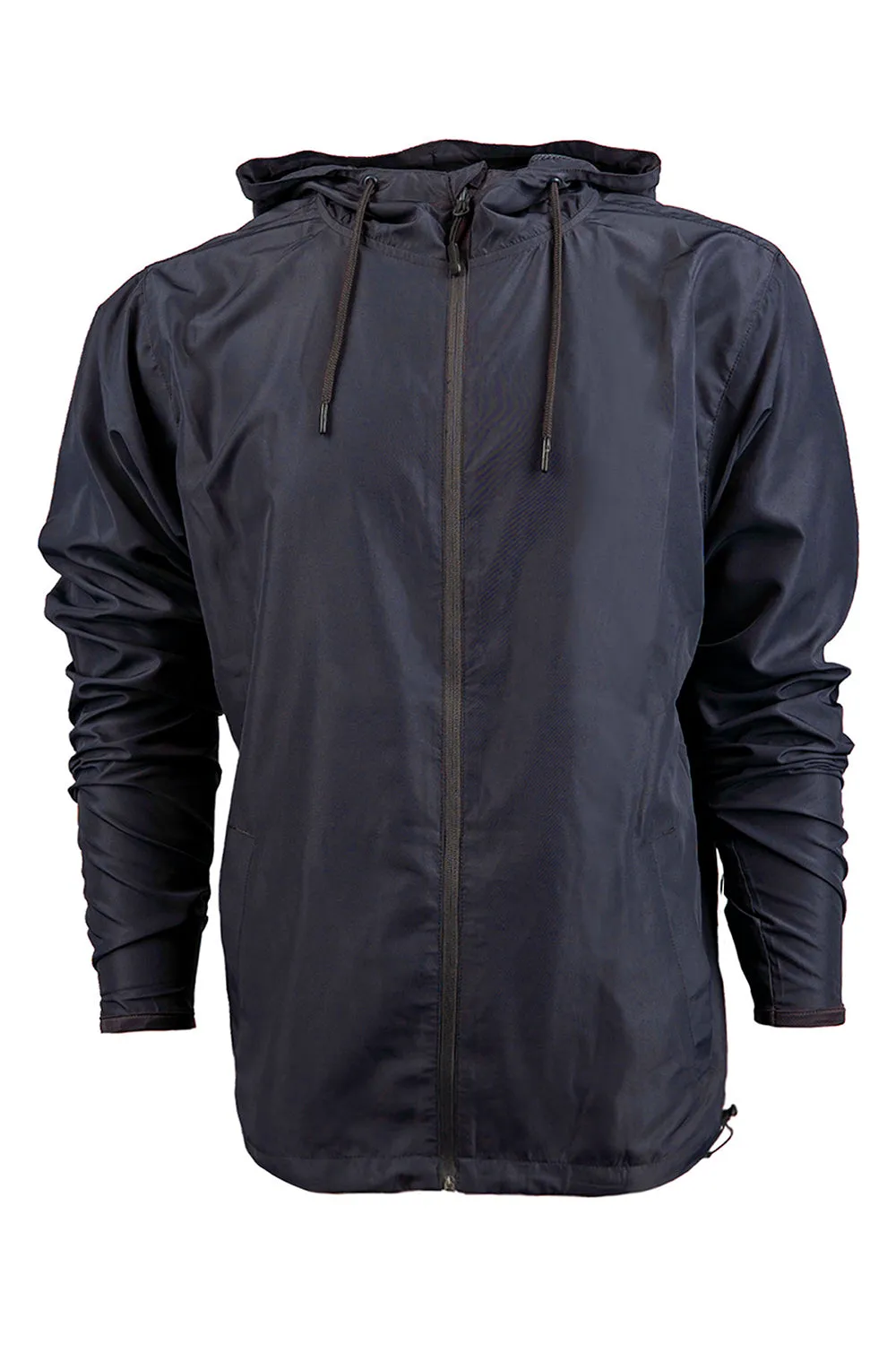 Burnside Mens Water Resistant Full Zip Hooded Windbreaker Jacket - Navy Blue