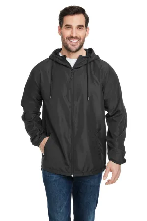 Burnside Mens Water Resistant Full Zip Hooded Windbreaker Jacket - Steel Grey