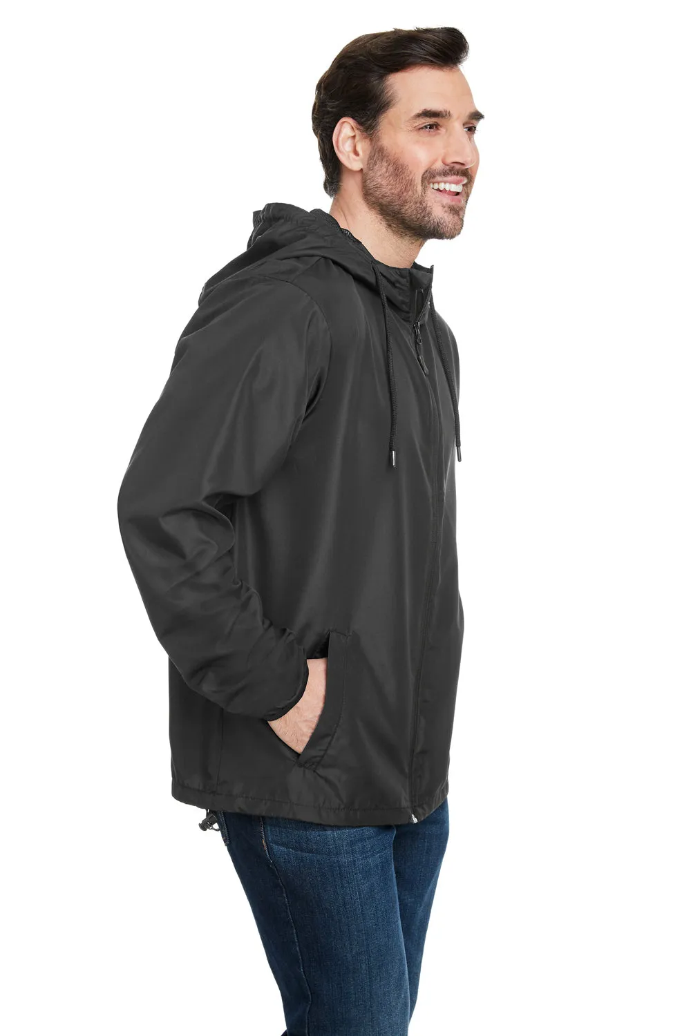 Burnside Mens Water Resistant Full Zip Hooded Windbreaker Jacket - Steel Grey