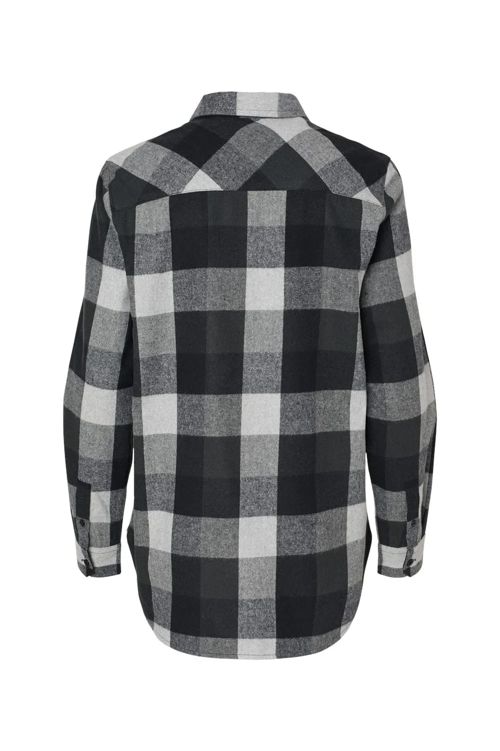 Burnside Womens Boyfriend Flannel Long Sleeve Button Down Shirt - Black/Grey