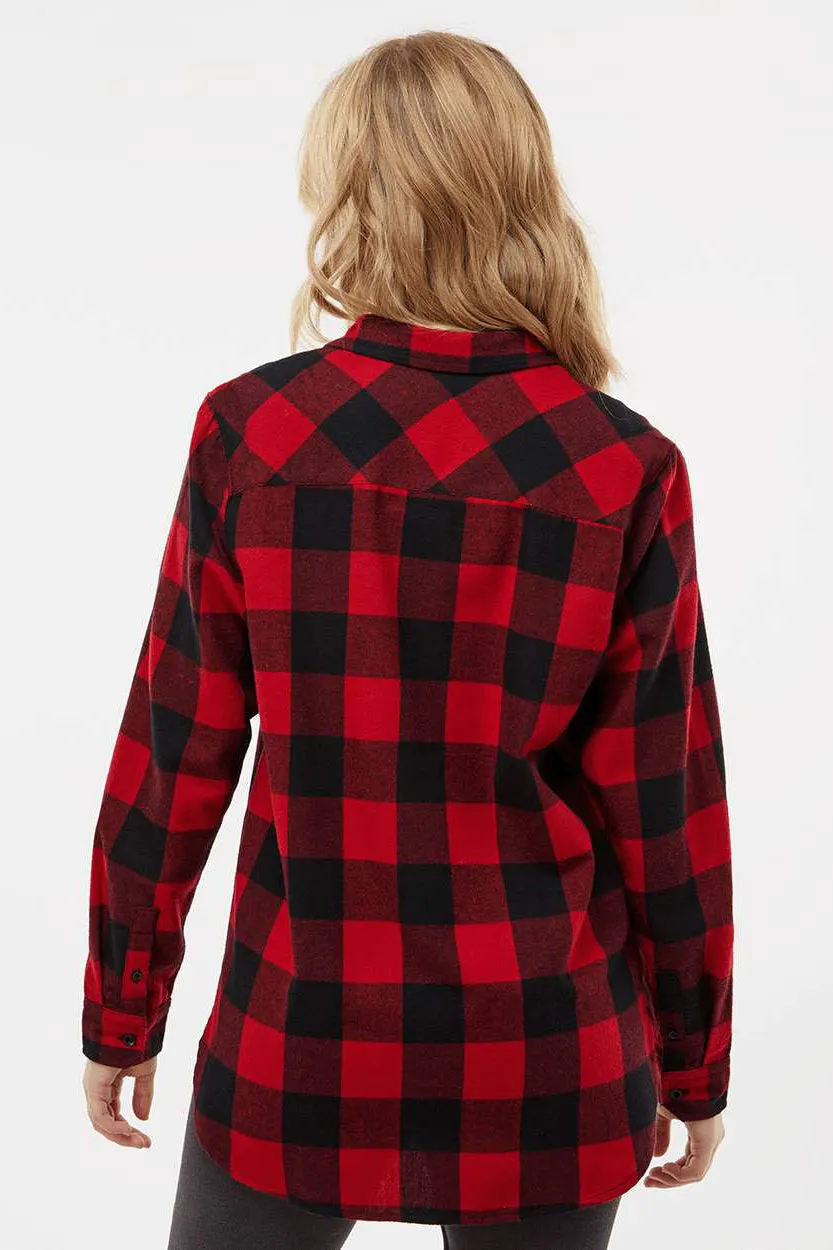 Burnside Womens Boyfriend Flannel Long Sleeve Button Down Shirt - Red/Black Buffalo