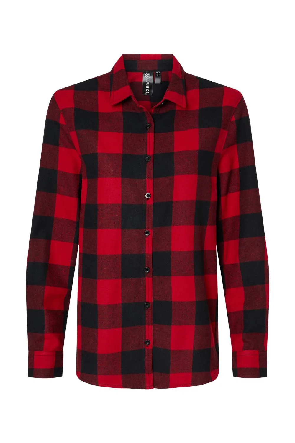 Burnside Womens Boyfriend Flannel Long Sleeve Button Down Shirt - Red/Black Buffalo
