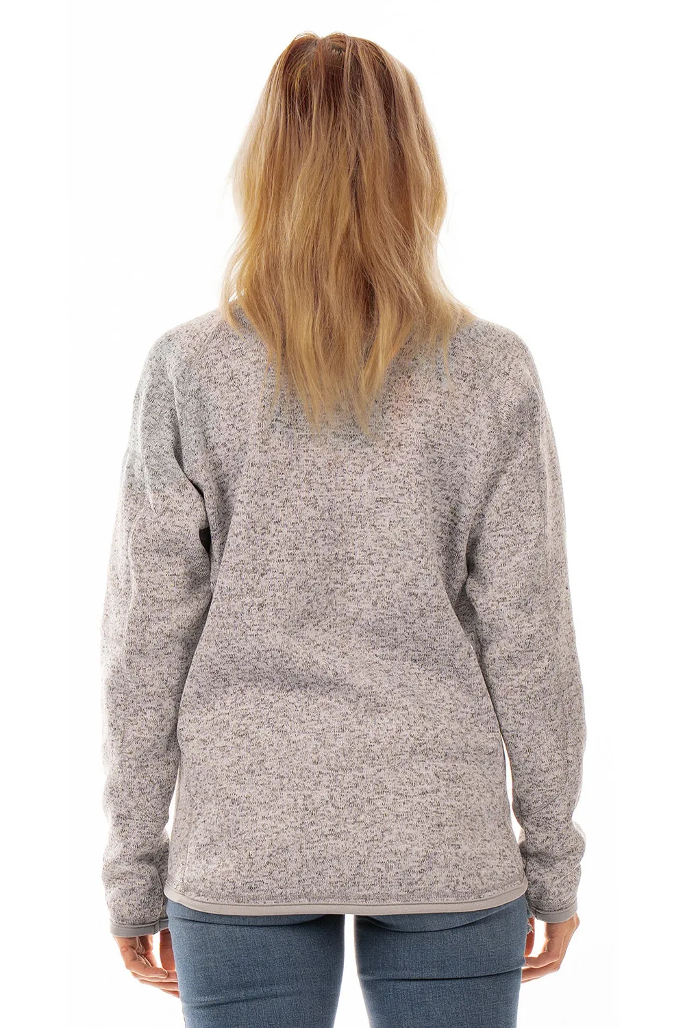 Burnside Womens Sweater Knit Full Zip Jacket - Heather Grey
