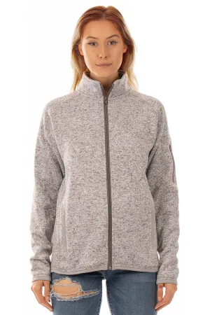 Burnside Womens Sweater Knit Full Zip Jacket - Heather Grey