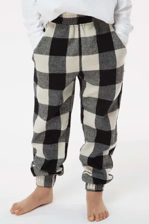 Burnside Youth Flannel Jogger Sweatpants w/ Pockets - Ecru/Black Buffalo