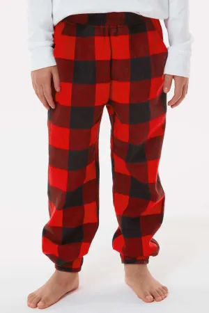 Burnside Youth Flannel Jogger Sweatpants w/ Pockets - Red/Black