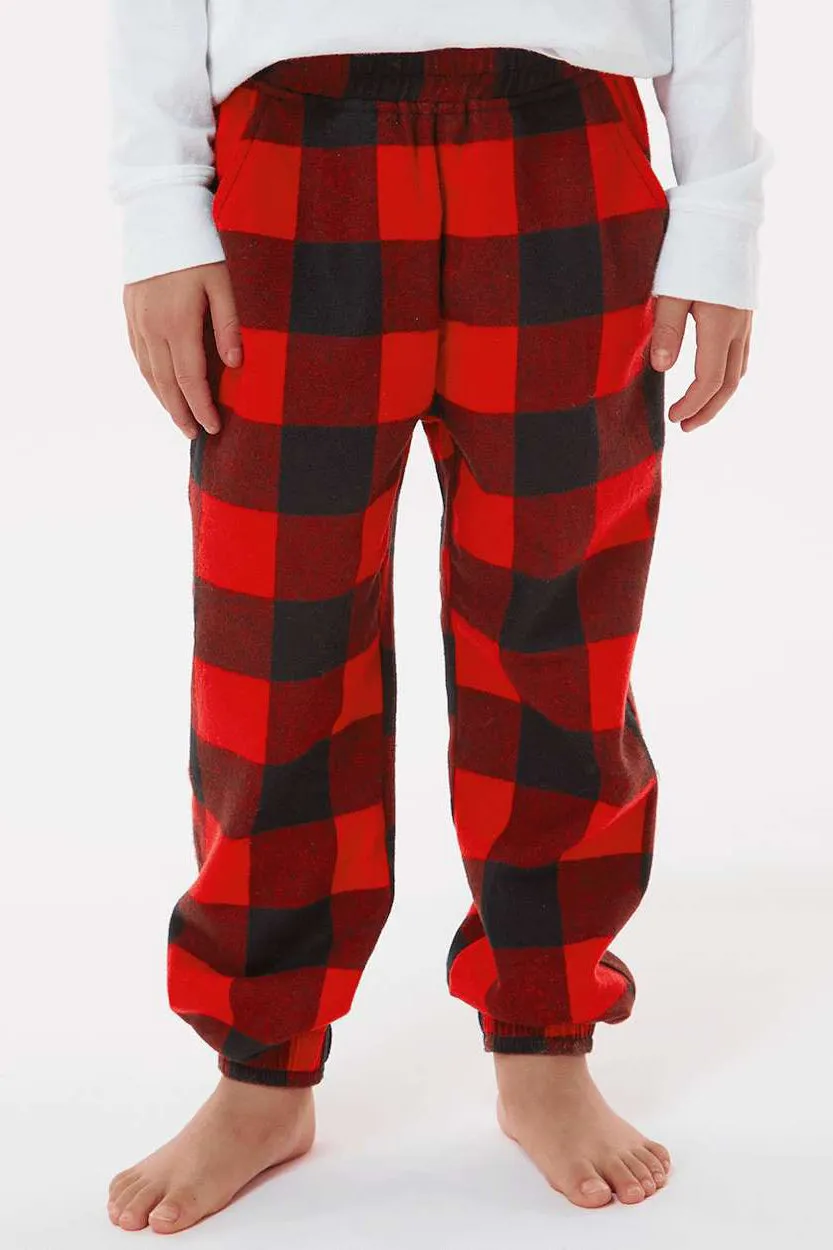 Burnside Youth Flannel Jogger Sweatpants w/ Pockets - Red/Black