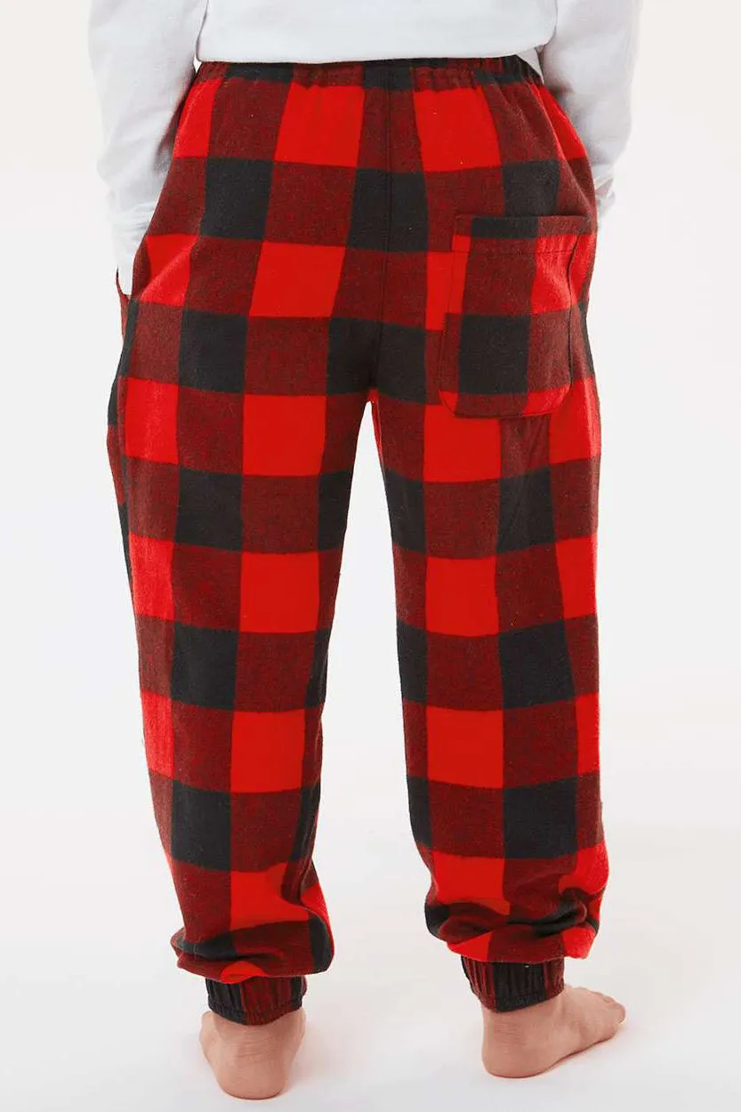 Burnside Youth Flannel Jogger Sweatpants w/ Pockets - Red/Black