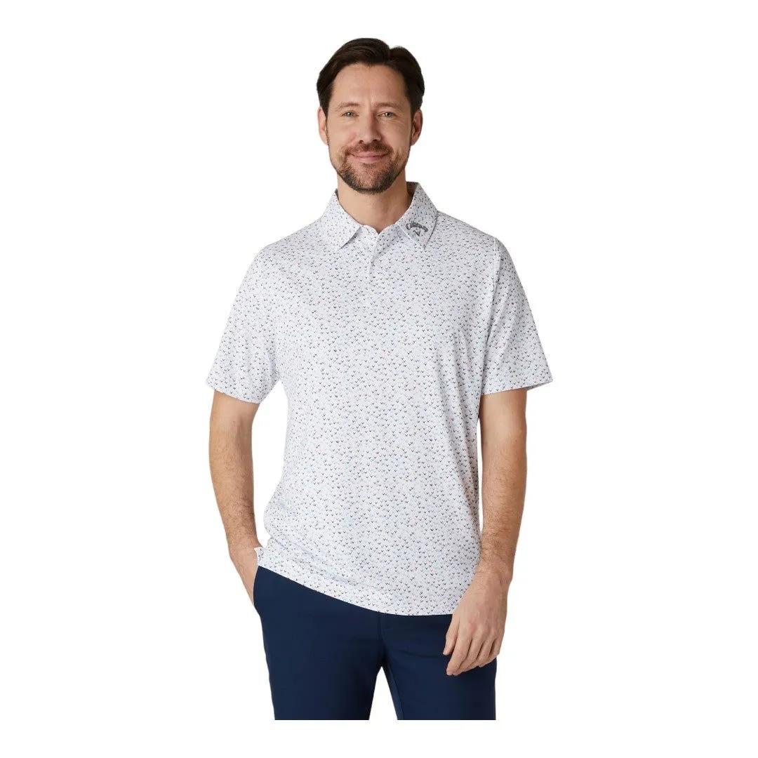 Callaway All Over Chev Confetti Print Golf Polo Shirt CGKSE0A3