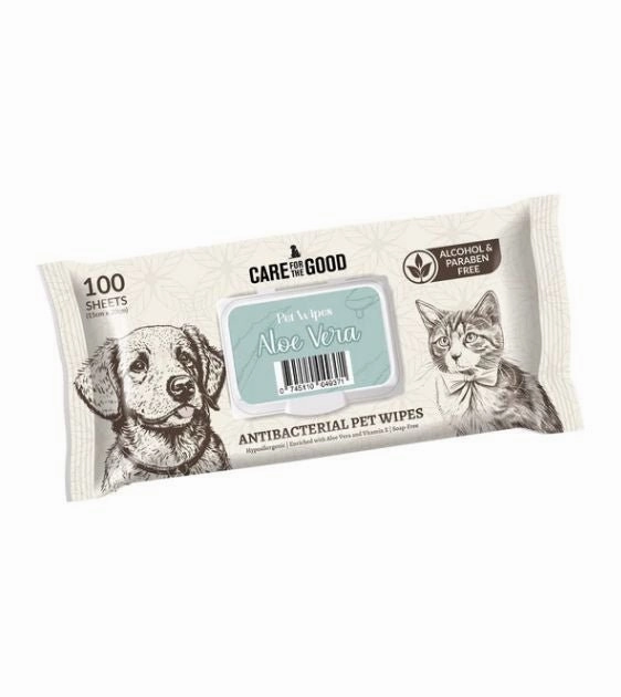 Care For The Good Antibacterial Wipes For Dogs & Cats (Aloe Vera) odor remover,dog cleaning