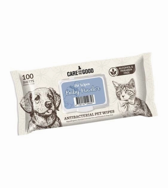 Care For The Good Antibacterial Wipes For Dogs & Cats (Baby Powder) odor remover,dog cleaning