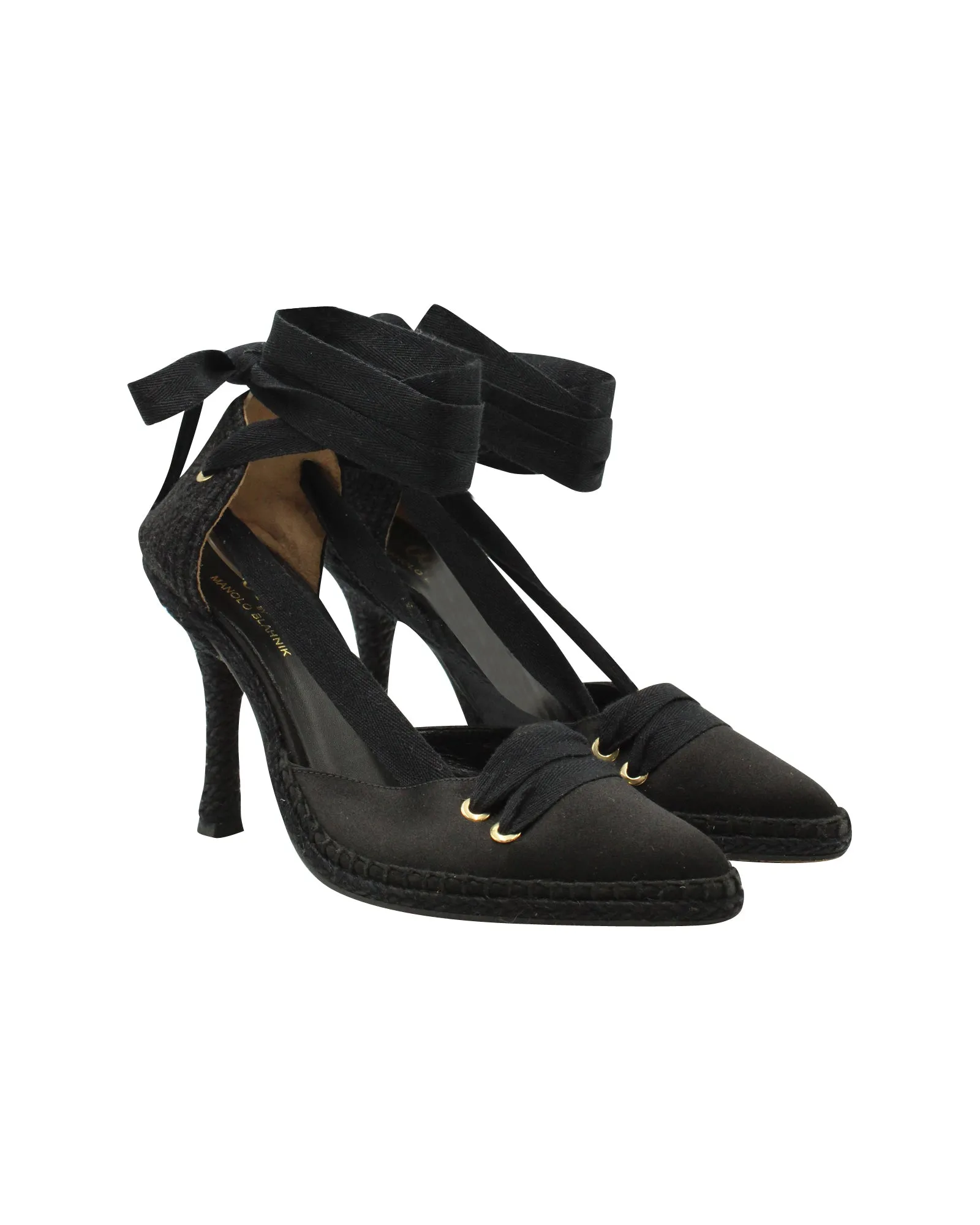 Castaer by Manolo Blahnik Pumps in Black Satin Shoes_Manolo-Blahnik