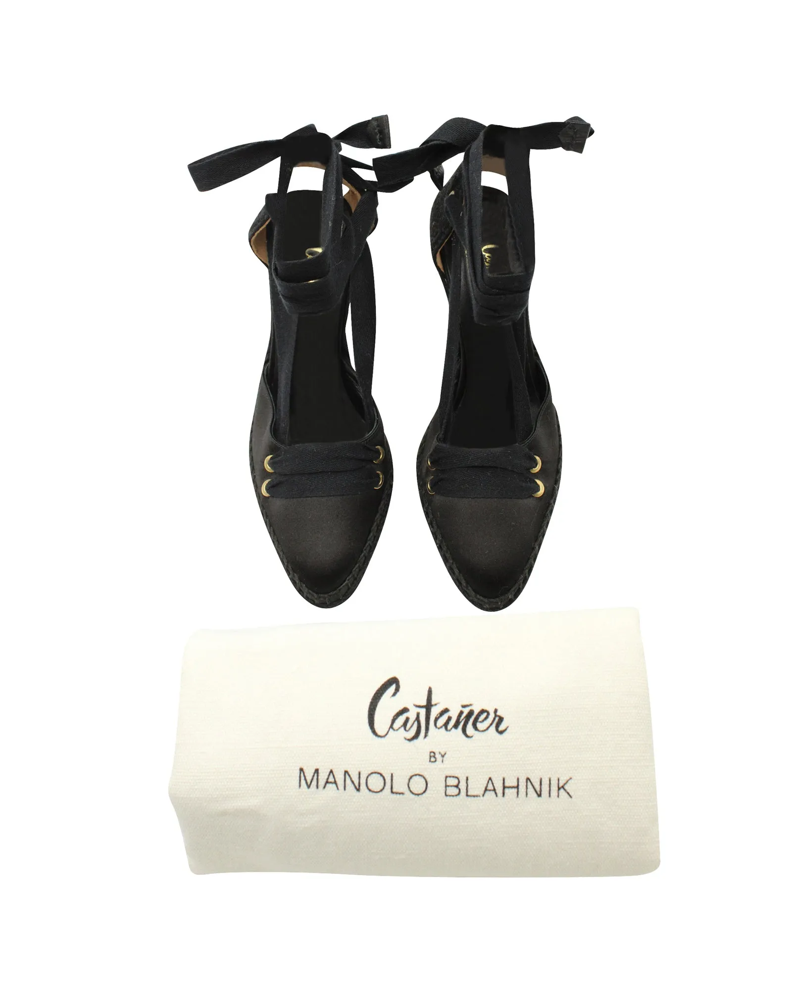Castaer by Manolo Blahnik Pumps in Black Satin Shoes_Manolo-Blahnik