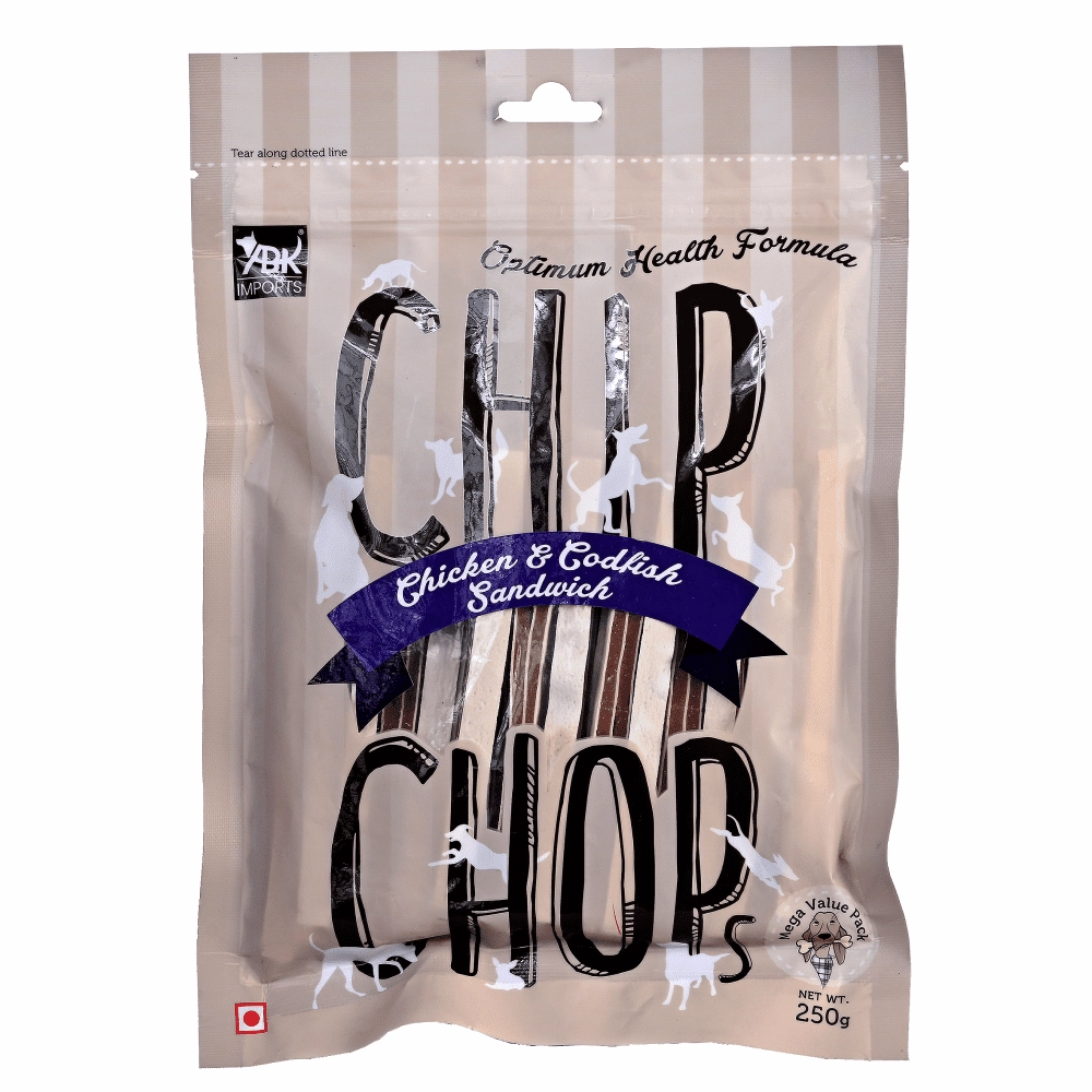 Chip Chops Chicken and Codfish Sandwich, Chicken Tenders and Chicken Chip Coins Dog Treats Combo (3 x 70g)