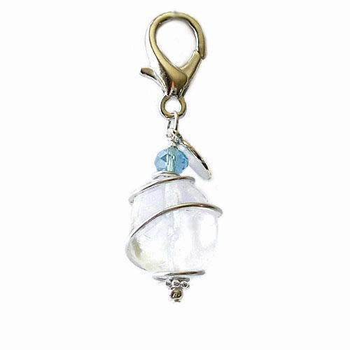 Clear Quartz Healing Dog Collar Charm Pawmulet