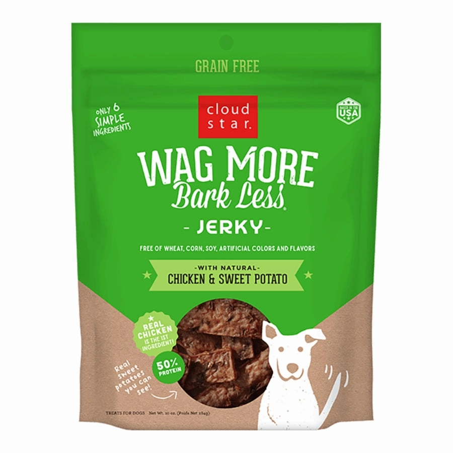 Cloud Star Wag More Bark Less Grain-Free Jerky for Dogs Chicken & Sweet Potato 10oz Bag