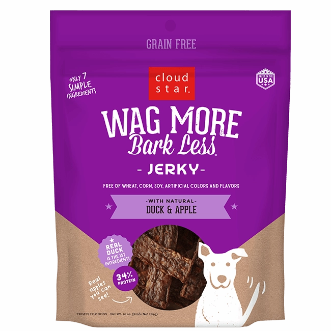 Cloud Star Wag More Bark Less Grain-Free Jerky for Dogs Duck & Apple 10oz Bag