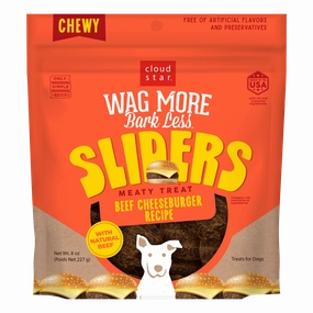 Cloud Star Wag More Bark Less Sliders for Dogs Beef Cheeseburger 8oz Bag