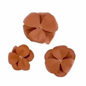 Colima Classic Rhinestone Leather Dog Flowerette Slider Hazelnut dog collar accessory,collar decor