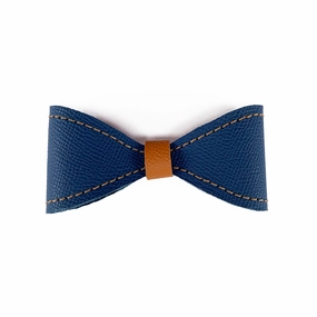 Colima Leather Orion Blue/Hazelnut Alex Dog Bow Tie Slider dog collar accessory,collar decor