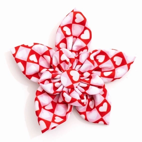 Colorblock Hearts Dog Collar Flower