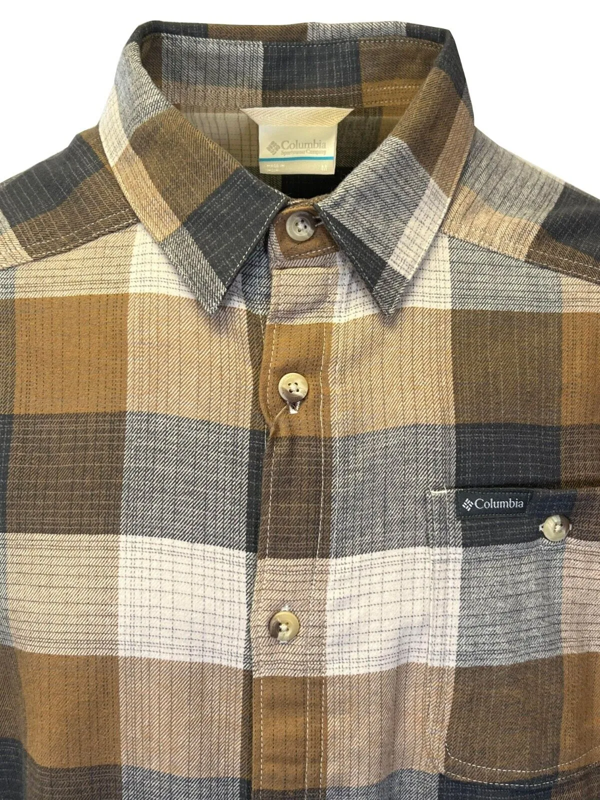 Columbia Men's Dark Stone Shirt Ombre Buffalo Cornell Woods Flannel Shirt (278) Columbia Clothing