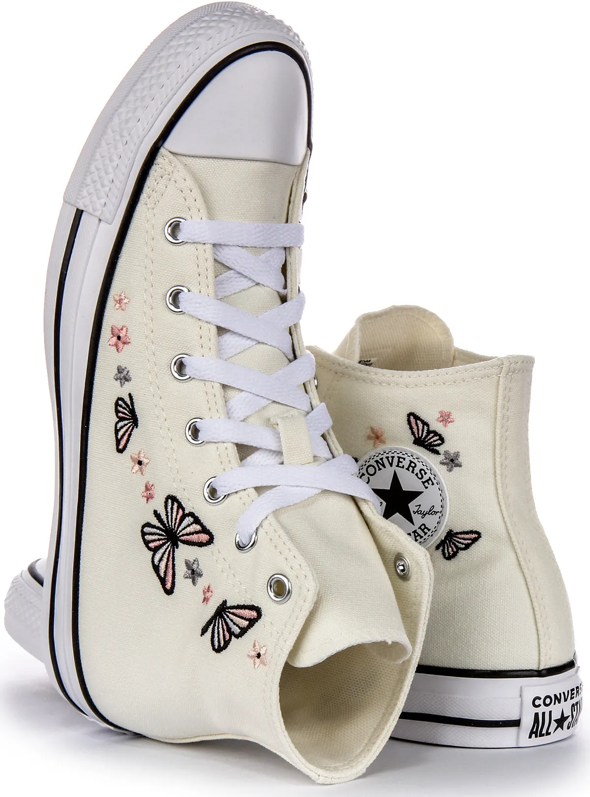 Converse All Star A07336C In White Butterfly Print For Junior Shoes Converse