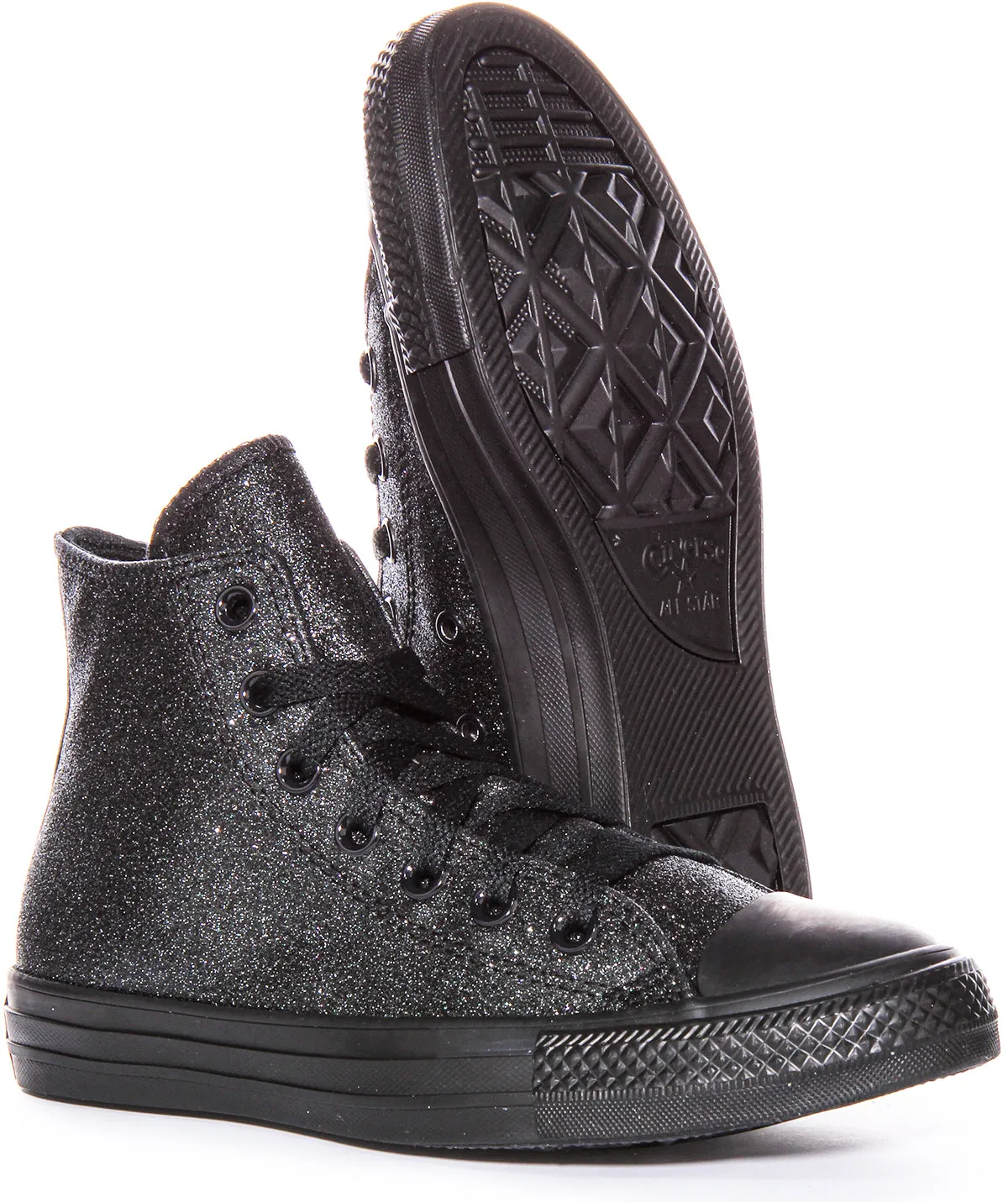 Converse All Star Hi A05432C In Black Glitter Shoes Converse