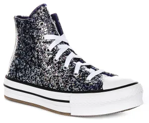Converse All Star High A10043C In Navy Glitter For Junior Shoes Converse