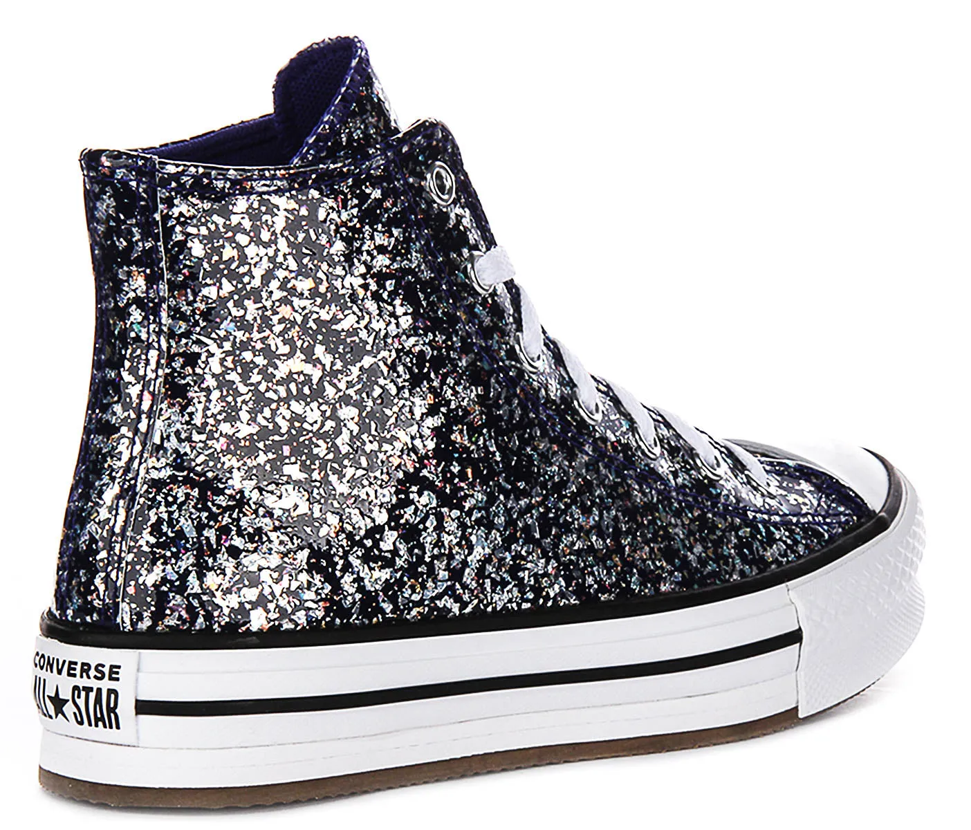 Converse All Star High A10043C In Navy Glitter For Junior Shoes Converse