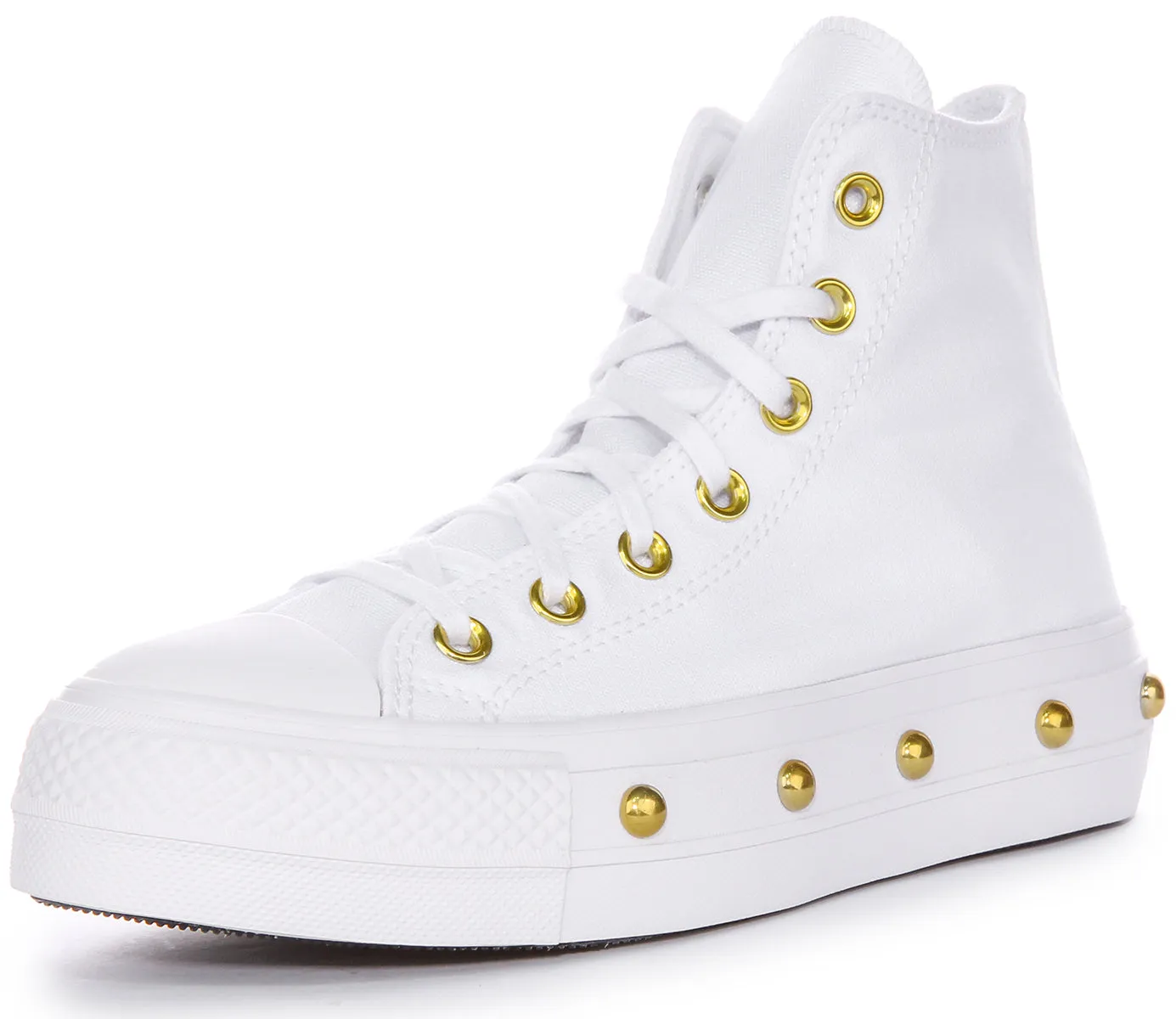 Converse All Star Lift A06787C In White Gold Studds Shoes Converse