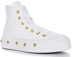 Converse All Star Lift A06787C In White Gold Studds Shoes Converse