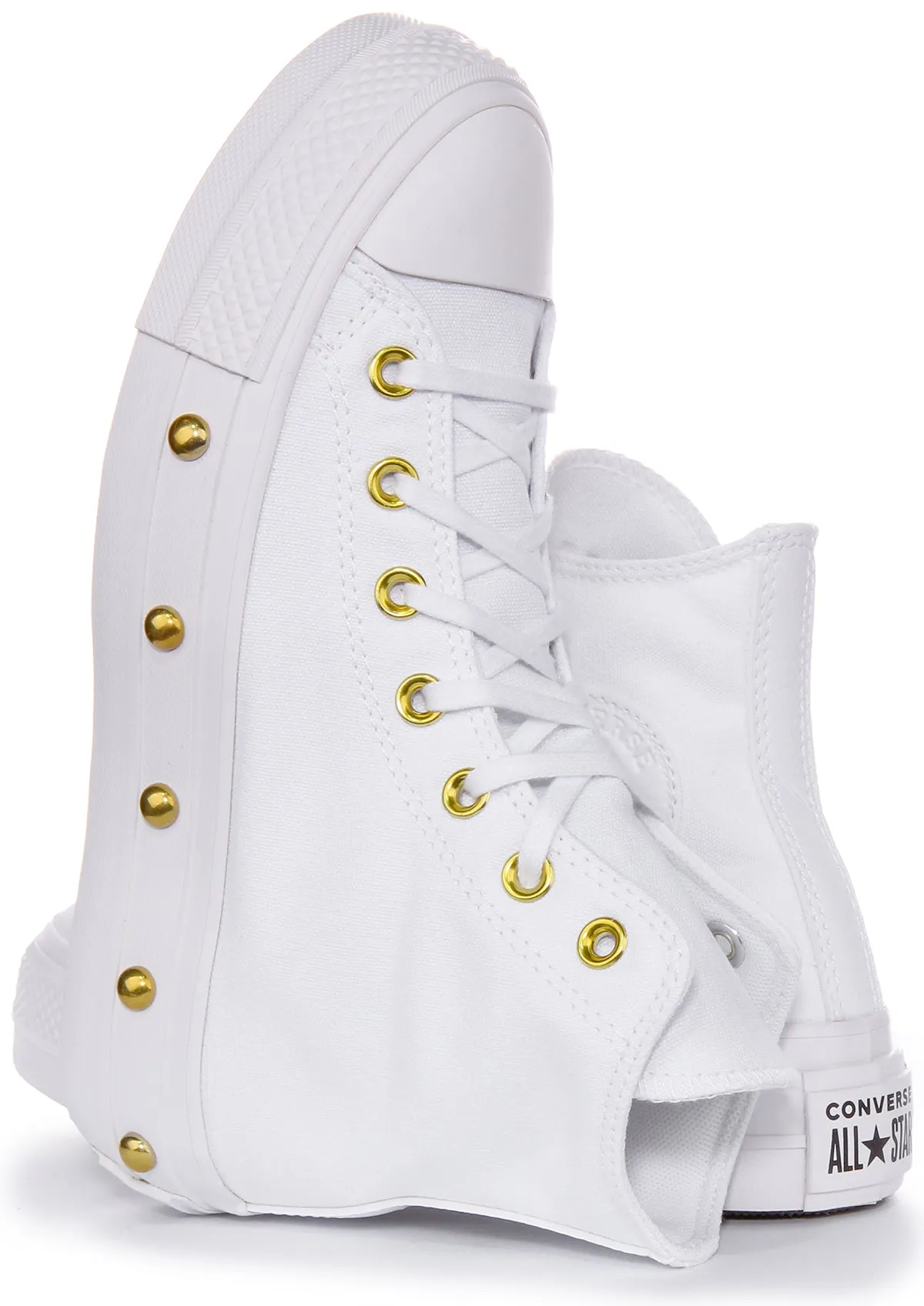 Converse All Star Lift A06787C In White Gold Studds Shoes Converse