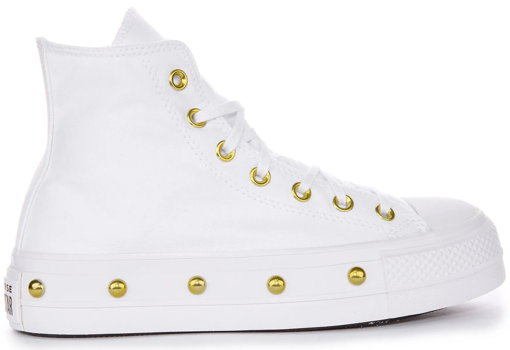 Converse All Star Lift A06787C In White Gold Studds Shoes Converse