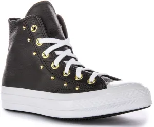 Converse All Star Lift A06809C In Black Gold Leather Shoes Converse
