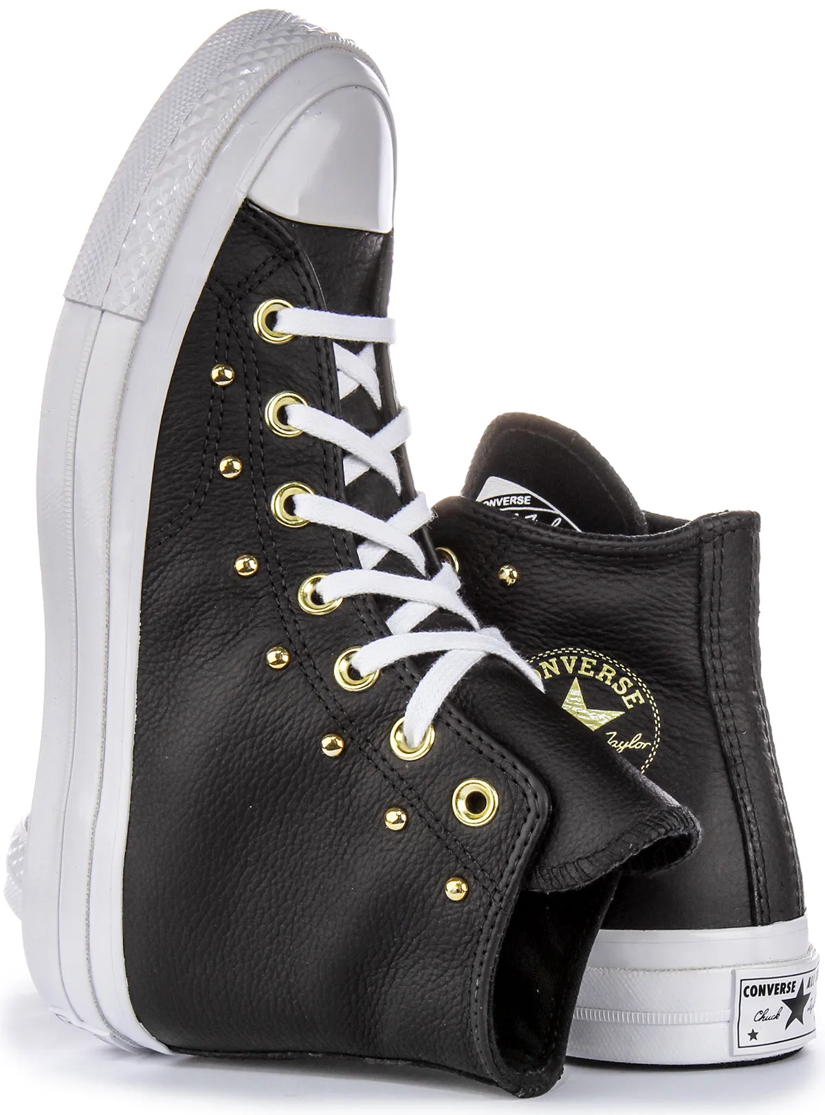 Converse All Star Lift A06809C In Black Gold Leather Shoes Converse