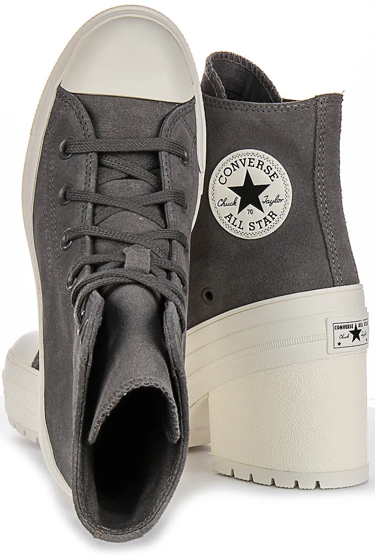 Converse Chuck 70s De Luxe Heel A12327C In Grey Suede Shoes Converse