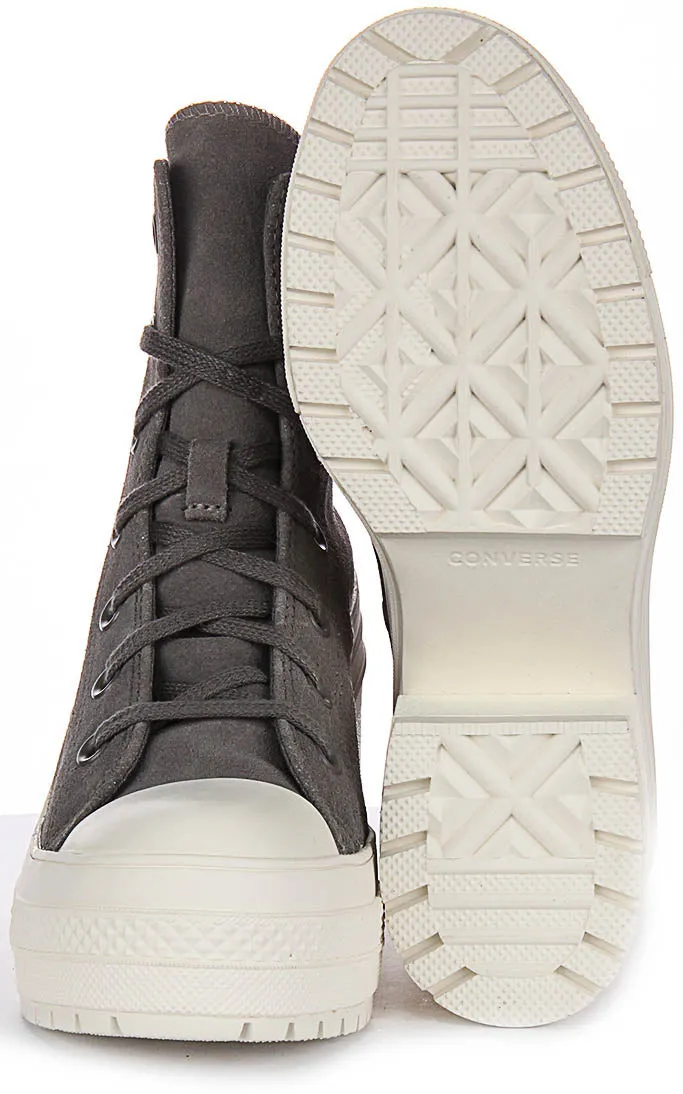 Converse Chuck 70s De Luxe Heel A12327C In Grey Suede Shoes Converse