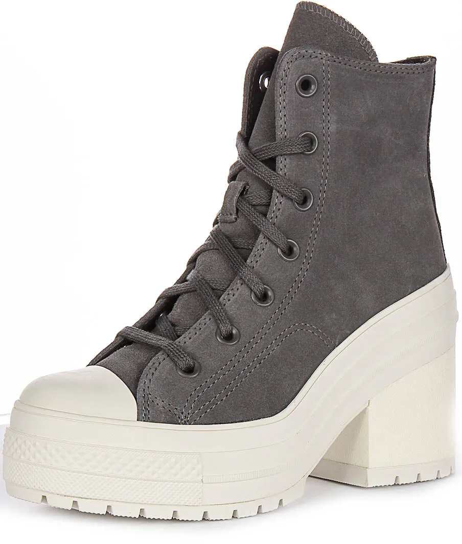 Converse Chuck 70s De Luxe Heel A12327C In Grey Suede Shoes Converse